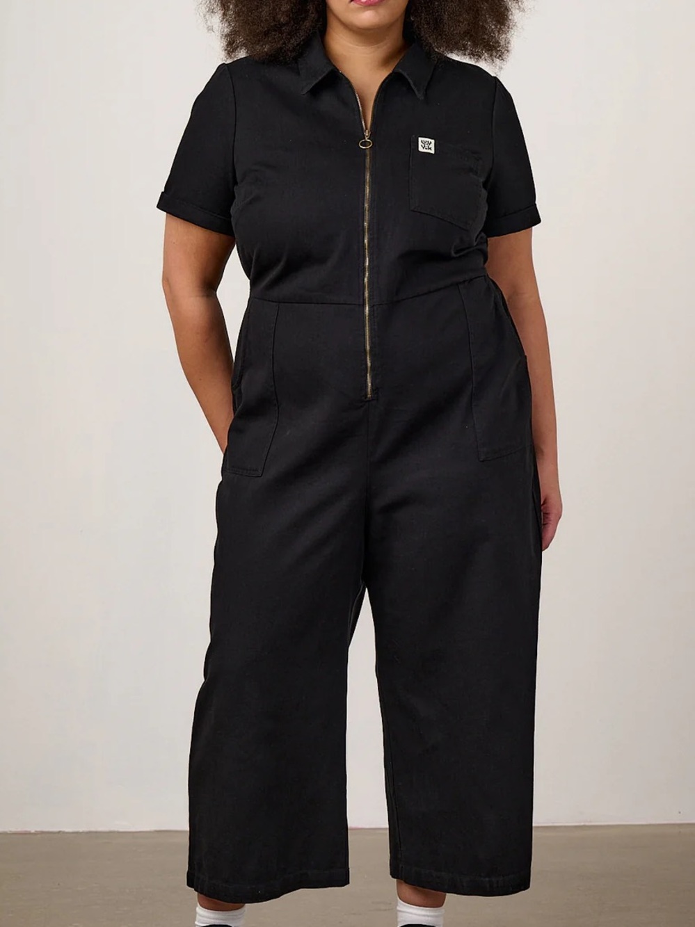 Lucy & Yak Black Short-Sleeve Utility Jumpsuit size 22 US
